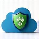 Secure cloud access icon with encrypted shield symbol