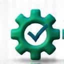User-friendly setup icon with gear and checkmark